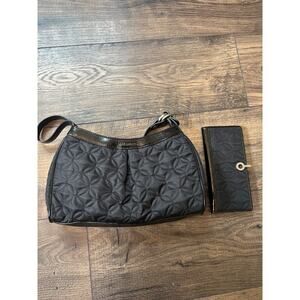 Vera Bradley Quilted Black Shoulder Bag and Wallet New